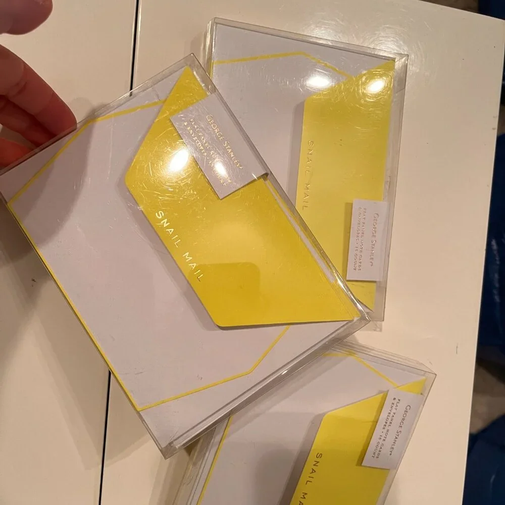 Note Cards -George Stanley Flat Panel Note Cards (Yellow / Snail Mail / 3 Packs)